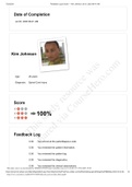 Feedback Log & Score Kim Johnson 100&percnt; Correct
