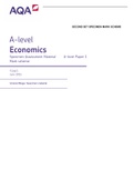 AQA A LEVEL ECONOMICS PAPER 1 - SECOND SET MARK SCHEME 100&percnt; VERIFIED