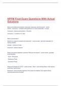 HPFM Final Exam Questions With Actual Solutions
