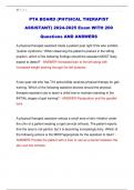 PTA BOARD &lpar;PHYSICAL THERAPIST  ASSISTANT&rpar; 2024-2025 Exam WITH 200  Questions AND ANSWERS 