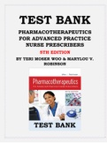 PHARMACOTHERAPEUTICS FOR ADVANCED PRACTICE NURSE PRESCRIBERS 5TH EDITION BY TERI MOSER WOO & MARYLOU V. ROBINSON TEST BANK ISBN 9780803669260