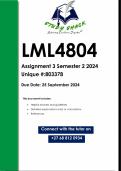LML4804 Assignment 3 &lpar;QUALITY ANSWERS&rpar; Semester 2 2024