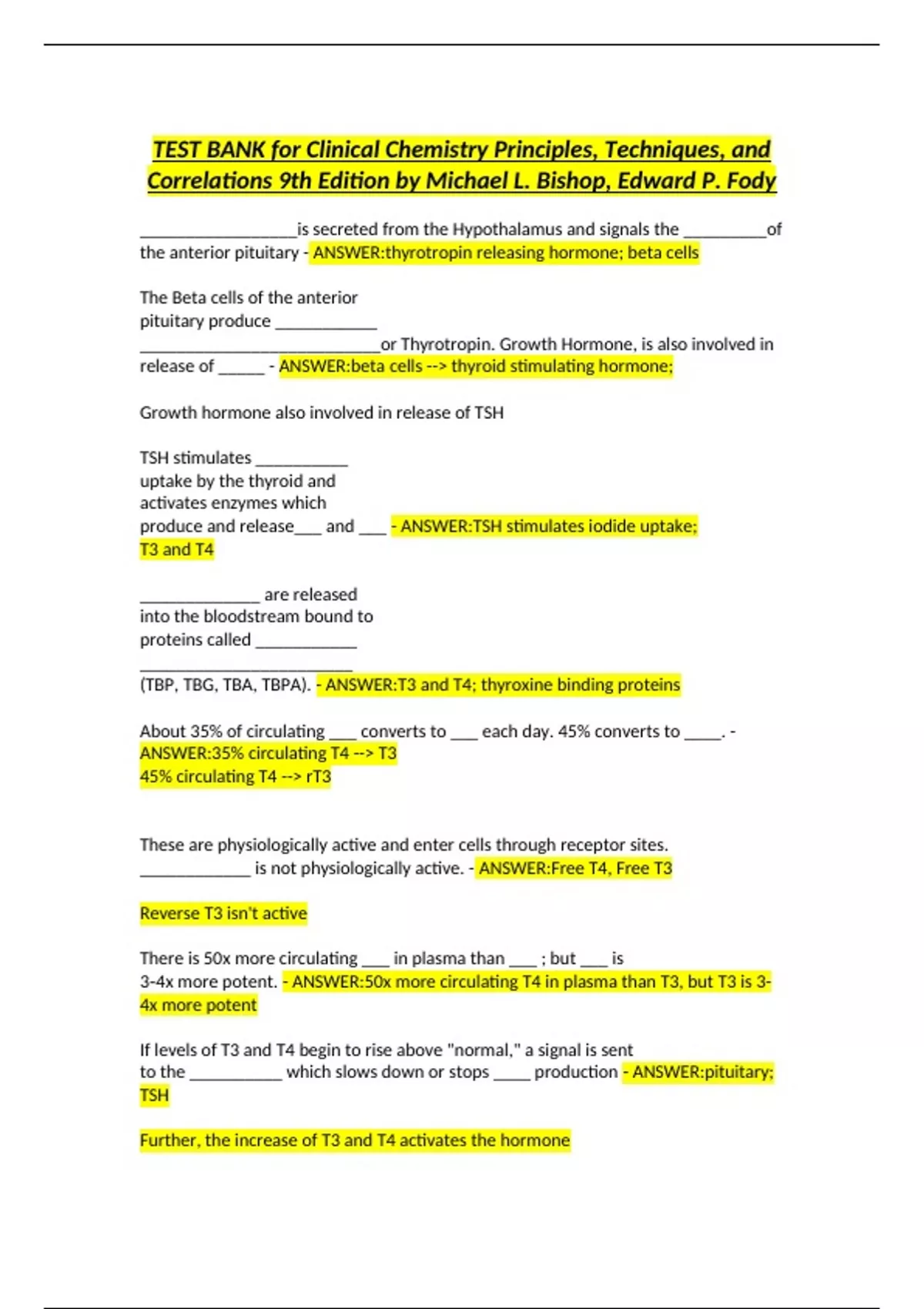 Clinical Chemistry Principles - Clinical Chemistry Principles - Stuvia US