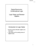Lecture notes Logic gates and Boolean algebra 