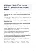 Oklahoma - Basic II Post License Course - Study Tests - Barnes Real Estate NEWEST 2026&sol;2027 ACTUAL EXAM COMPLETE QUESTIONS AND CORRECT DETAILED ANSWERS &lpar;VERIFIED ANSWERS&rpar; &vert;ALREADY GRADED A&plus;&vert;&vert;BRAND NEW&excl;&excl;