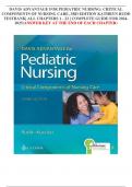 DAVIS ADVANTAGE FOR PEDIATRIC NURSING&colon; CRITICAL COMPONENTS OF NURSING CARE&comma; 3RD EDITION KATHRYN RUDD 