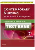 TEST BANK CHERRY & JACOB CONTEMPORARY NURSING ISSUES&comma; TRENDS&comma; AND MANAGEMENT&comma; 7TH EDITION Chapters 1-14 Test Bank Questions with Complete Solutions