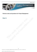 PRM3701 - Project Management_ Revision notes and questions for Project Management.