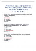 PTCB FINAL EXAM 2025 QUESTIONS AND DETAILED CORRECT ANSWERS &vert; PHARMACY TECHNICIAN CERTIFICATION