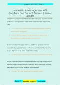 Leadership & Management HESI  Questions and Correct Answers &vert; Latest  Update