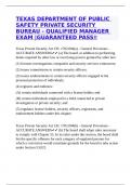 TEXAS DEPARTMENT OF PUBLIC SAFETY PRIVATE SECURITY BUREAU - QUALIFIED MANAGER EXAM &vert;GUARANTEED PASS&excl;&excl;