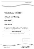 Tutorial Letter 102&sol;0&sol;2019 Schools and Society HBEDSSC