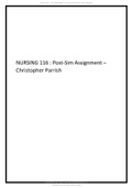 NURSING 116 Post-Sim Assignment – Christopher Parris