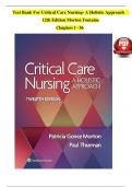 Test Bank For Critical Care Nursing- A Holistic Approach&Tab; 12th Edition Morton Fontaine Chapters 1 - 56