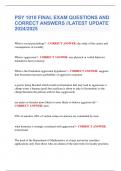 PSY 1010 FINAL EXAM QUESTIONS AND  CORRECT ANSWERS &sol;&sol;LATEST UPDATE  2024&sol;2025 