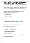 PANCE Practice Questions and Answers &lpar;lates Update 2024&rpar; 240 Questions