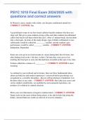 PSYC 1010 Final Exam 2024&sol;2025 with  questions and correct answers
