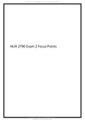 NUR 2790 Exam 2 Focus Points 2021