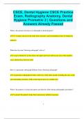 CSCE&comma; Dental Hygiene CSCE Practice Exam&comma; Radiography Anatomy&comma; Dental Hygiene Prometric 2 &vert; Questions and  Answers Already Passed