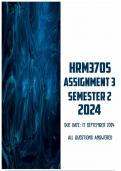 HRM3705 Assignment 3 Semester 2 2024 &vert; Due 17 September 2024