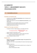 IB CHEMISTRY Notes -  Topic 11 Measurement and data processing