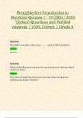 Straighterline Introduction to Nutrition Quizzes 1 - 10 &lpar;2024 &sol; 2025 Update&rpar; Questions and Verified Answers &vert; 100&percnt; Correct &vert; Grade A