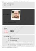 Vernon Watkins Feedback Log & Score