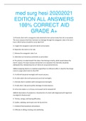 med surg hesi 2020/2021 EDITION ALL ANSWERS 100% CORRECT AID GRADE A+