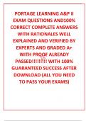 PORTAGE LEARNING A&P II EXAM QUESTIONS AND100&percnt; CORRECT COMPLETE ANSWERS WITH RATIONALES WELL EXPLAINED AND VERIFIED BY EXPERTS AND GRADED A&plus; WITH PROOF ALREADY PASSED&excl;&excl;&excl;&excl;&excl;&excl;&excl;&excl;&excl; WITH 100&percnt; GUARANTEED SUCCESS AFTER DOWNLOAD &lpar;ALL YOU NEED TO PASS YOUR EXAMS&rpar;