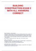 BUILDING CONSTRUCTION EXAM 2 WITH ALL ANSWERS CORRECT