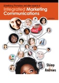 Advertising Promotion and Other Aspects of Integrated Marketing Communications 9th Edition by Terence A. Shimp and  J. Craig Andrews (COMPLETE TESTBANK WITH CORRECT QUESTIONS AND ANSWERS). UPDATED. CHAPTER 1-23. BUSINESS and MONEY, MARKETING and SALES. 