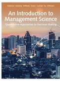 An Introduction to Management Science: Quantitative Approach 15th Edition by David R. Anderson et al. (COMPLETE TESTBANK WITH CORRECT ANSWERS) LATEST VERSION