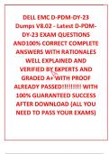 DELL EMC D-PDM-DY-23 Dumps V8&period;02 - Latest D-PDM-DY-23 EXAM QUESTIONS AND100&percnt; CORRECT COMPLETE ANSWERS WITH RATIONALES WELL EXPLAINED AND VERIFIED BY EXPERTS AND GRADED A&plus; WITH PROOF ALREADY PASSED&excl;&excl;&excl;&excl;&excl;&excl;&excl;&excl;&excl; WITH 100&percnt; GUARANTEED SUCCESS AFTER DOWNLOAD &lpar;ALL 