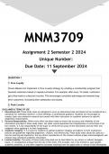 MNM3709 Assignment 2 &lpar;ANSWERS&rpar; Semester 2 2024 - DISTINCTION GUARANTEED