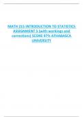 MATH 215 INTRODUCTION TO STATISTICS  ASSIGNMENT 5 &lpar;with workings and  corrections&rpar; SCORE 97&percnt; ATHABASCA  UNIVERSITY