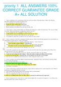 priority 1  ALL ANSWERS 100% CORRECT GUARANTEE GRADE A+ ALL SOLUTION