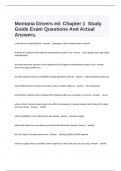  Montana Drivers ed&colon; Chapter 1  Study Guide Exam Questions And Actual Answers&period;