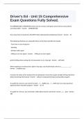  Driver's Ed - Unit 15 Comprehensive Exam Questions Fully Solved&period;
