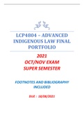 LCP4804 OCTOBER 2021 PORTFOLIO EXAM- ADVANCED INDIGENOUS LAW - DUE 18 OCT 2021 - WITH FOOTNOTES AND  BIBLIOGRAPHY