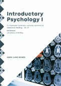 Introductory Psychology I  - SEMESTER NOTES