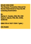 Exam (elaborations) Nclex  NCLEX High-Risk: The Disaster Prevention Manual for Nurses Determined to Pass the RN Licensing Examination, ISBN: 9780763773397