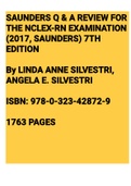 SAUNDERS Q & A REVIEW FOR THE NCLEX-RN EXAMINATION (2017, SAUNDERS) 7TH EDITION By LINDA ANNE SILVESTRI, ANGELA E. SILVESTRI ISBN: 978-0-323-42872-9 1763 PAGES