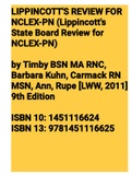 LIPPINCOTT'S REVIEW FOR NCLEX-PN (Lippincott's State Board Review for NCLEX-PN) by Timby BSN MA RNC, Barbara Kuhn, Carmack RN MSN, Ann, Rupe [LWW, 2011] 9th Edition 
