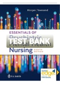 Exam (elaborations) TEST BANK ESSENTIALS OF PSYCHIATRIC MENTAL HEALTH NURSING 8TH EDITION CONCEPTS OF CARE IN EVIDENCE-BASED PRACTICE MORGAN TOWSEND 