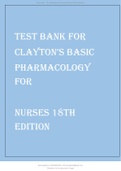 Test Bank for Claytons Basic Pharmacology for Nurses 18th Edition by Willihnganz