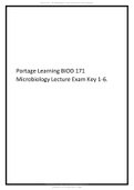 Portage Learning BIOD 171 Microbiology Lecture Exam Key 1-6