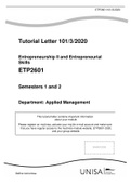 Entrepreneurship II and Entrepreneurial Skills ETP2601 Semesters 1 and 2 Department: Applied Management