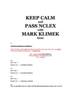 KEEP CALM and PASS NCLEX with MARK KLIMEK Review. Comprehensive Information and content for revisions and last minute EXAM READING.
