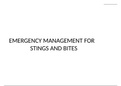 NURSING 12345 EMERGENCY MANAGEMENT FOR STINGS AND BITES