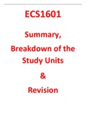 ECS1601 Summary&comma; Breakdown of the Study Units & Revision &lpar;Q & A ECS1601 Summary 